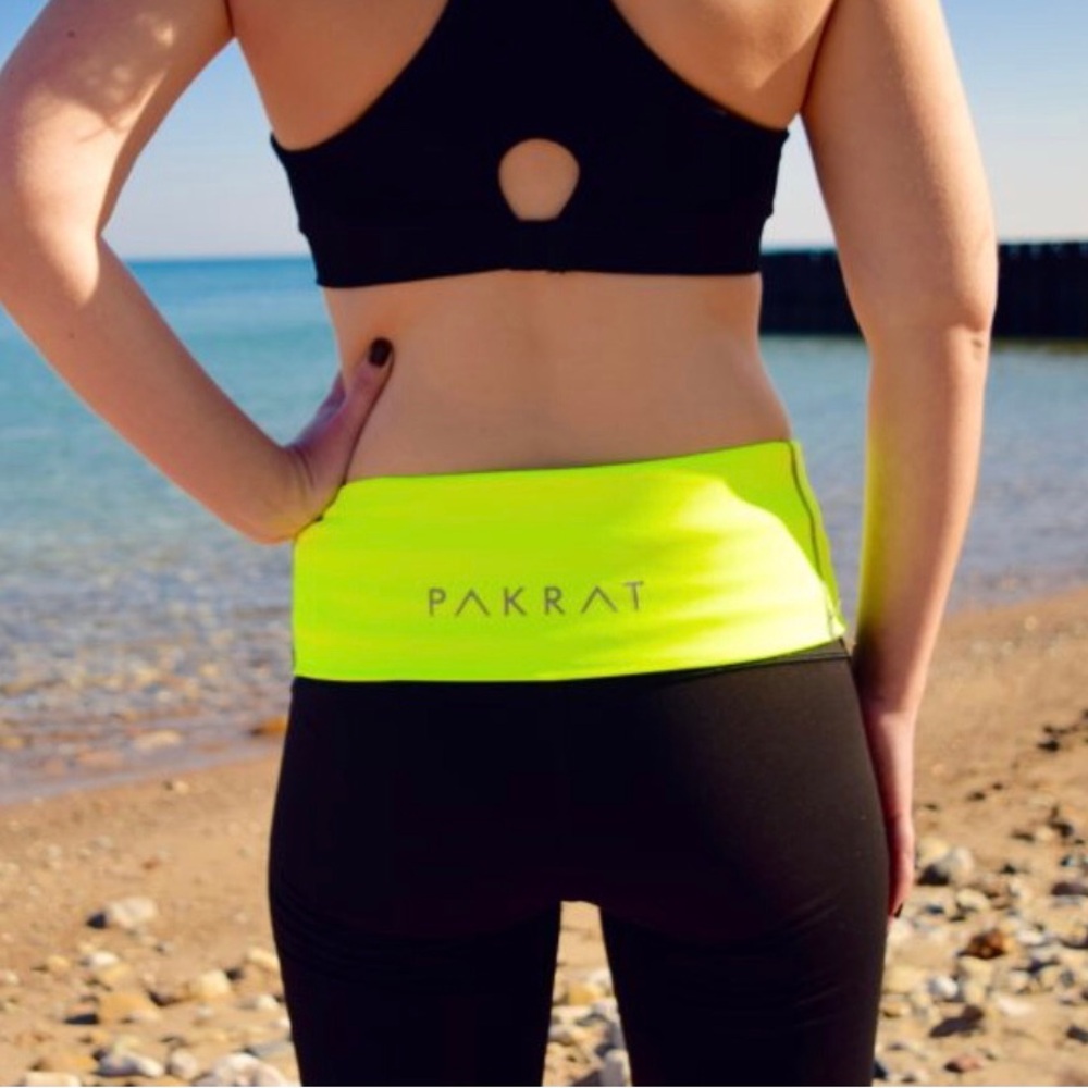 Purse Belt for Hiking/ Athletics/ Running Errands Grey and Yellow-Green Pakrat